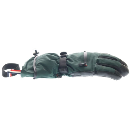 Moncler Gloves Leather Trim Nylon Green Black — view 3