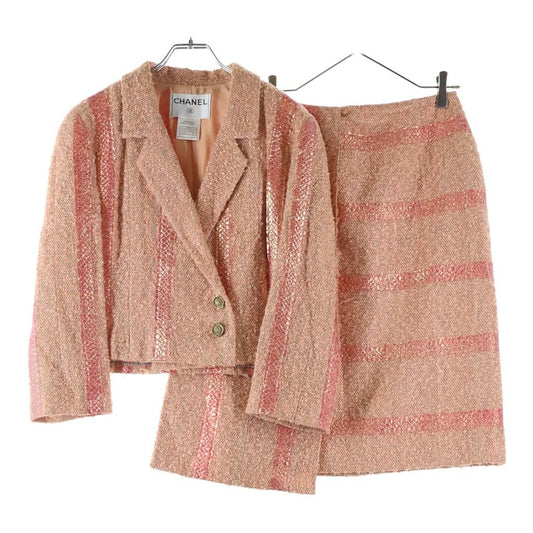 Chanel Tweed Jacket & Skirt Set Orange 38