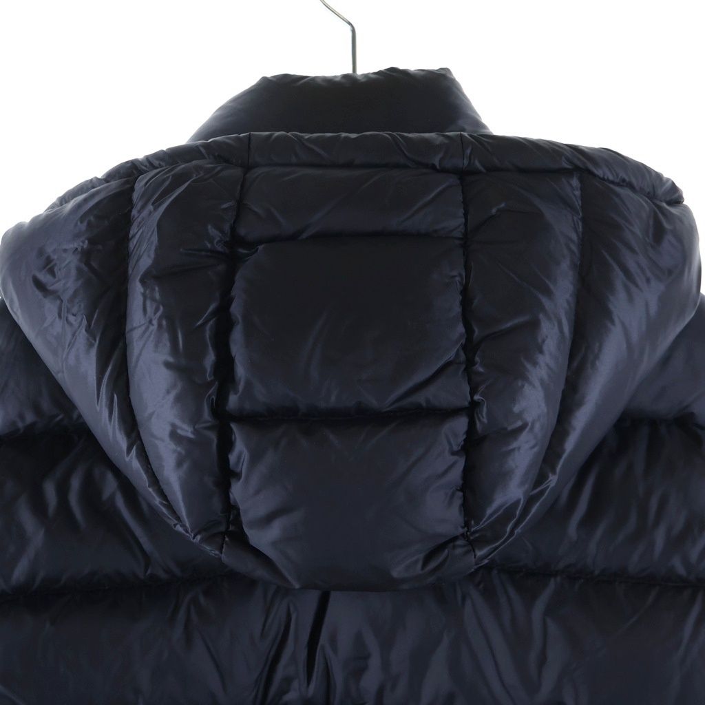 Moncler Bramant Patch Logo Hooded Down Jacket Navy — view 4