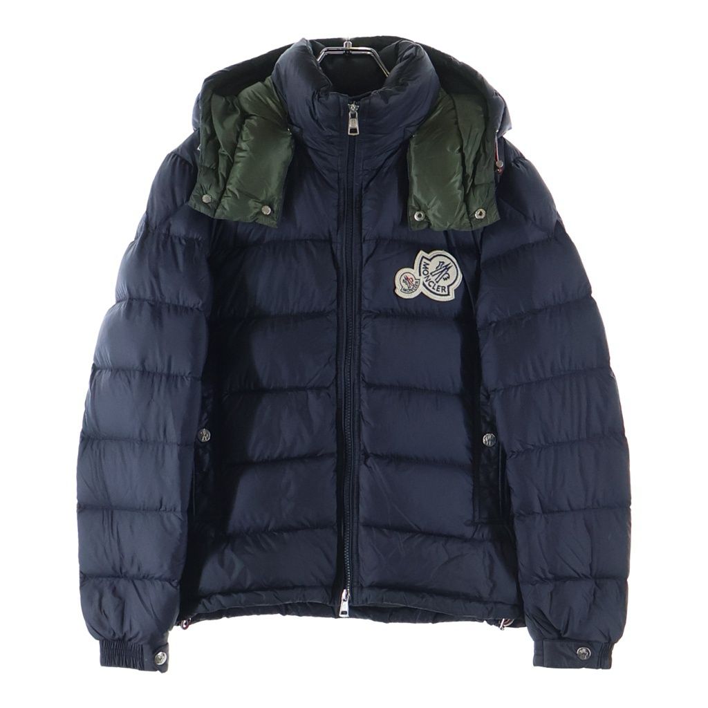 Moncler Bramant Patch Logo Hooded Down Jacket Navy