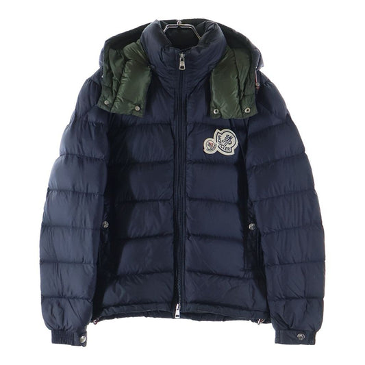 Moncler Bramant Patch Logo Hooded Down Jacket Navy
