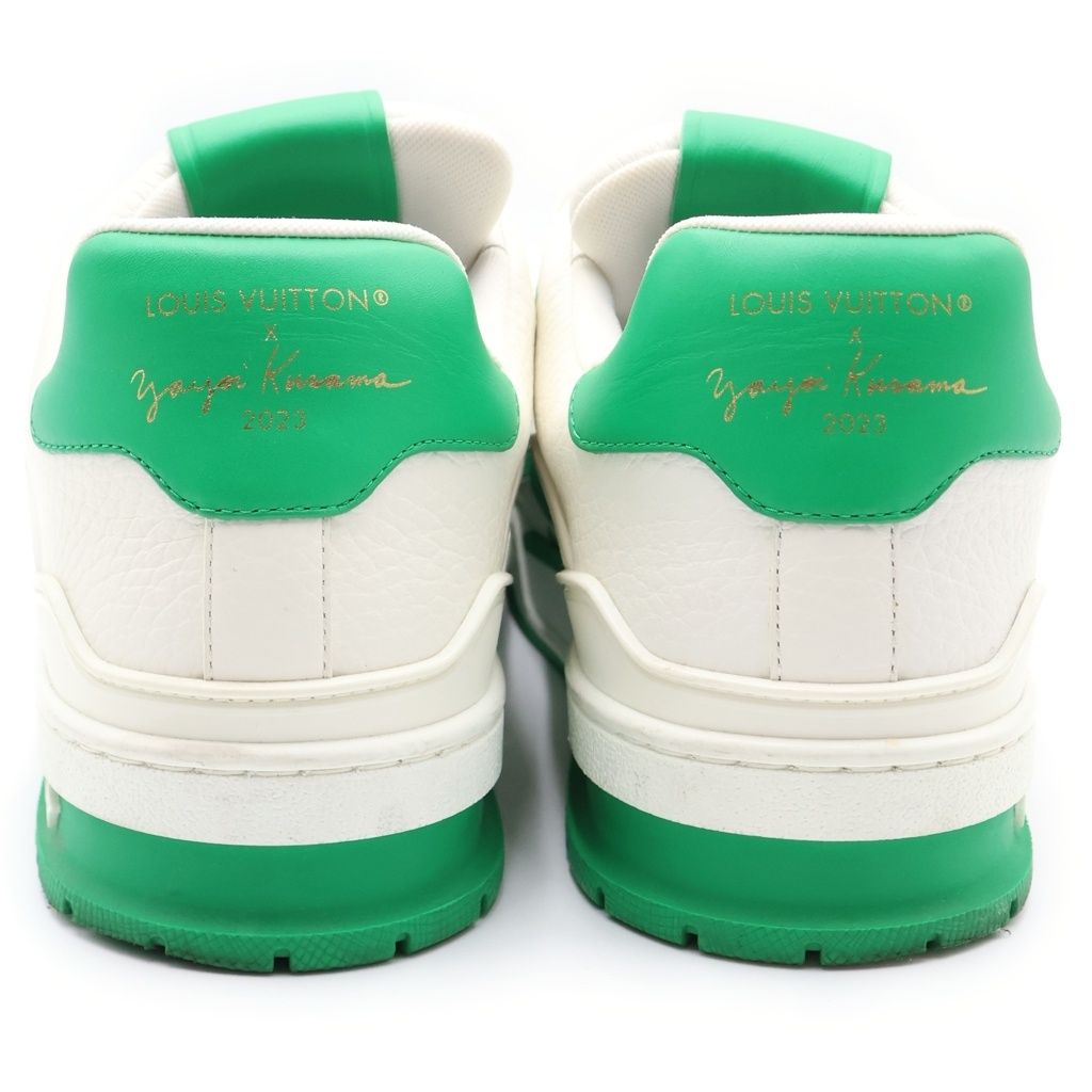 Louis Vuitton Yayoi Kusama LV Trainer Green White Leather 7.5 Sneaker — view 3