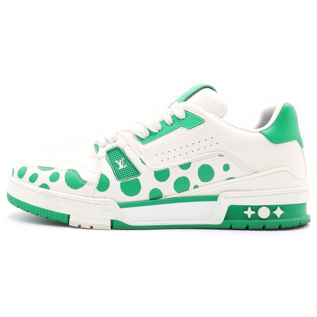 Louis Vuitton Yayoi Kusama LV Trainer Green White Leather 7.5 Sneaker