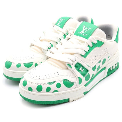 Louis Vuitton Yayoi Kusama LV Trainer Green White Leather 7.5 Sneaker — view 2