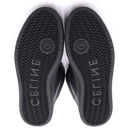 Celine Huntington Lace Up Low Sneakers Black Leather — view 5