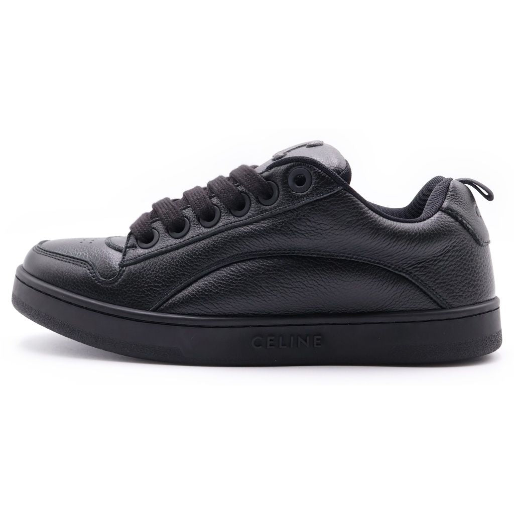 Celine Huntington Lace Up Low Sneakers Black Leather