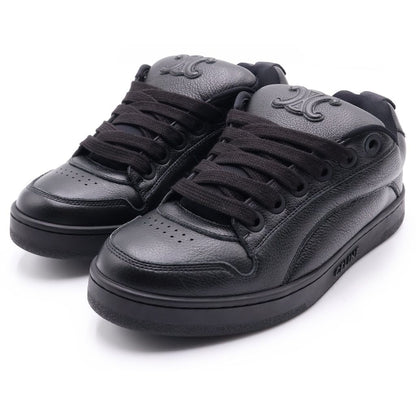 Celine Huntington Lace Up Low Sneakers Black Leather — view 2