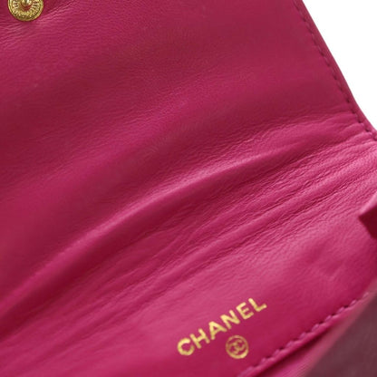 Chanel CC Logo Caviar Leather Compact Wallet Bifold Pink — view 5