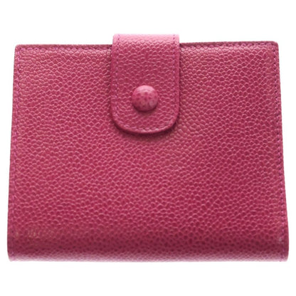 Chanel CC Logo Caviar Leather Compact Wallet Bifold Pink — view 2