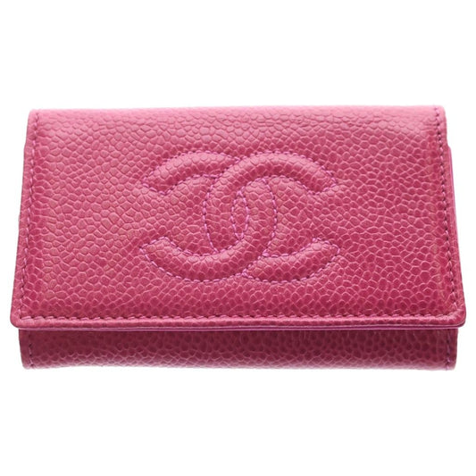 Chanel CC Logo Caviar Leather Key Case Pink Key Holder