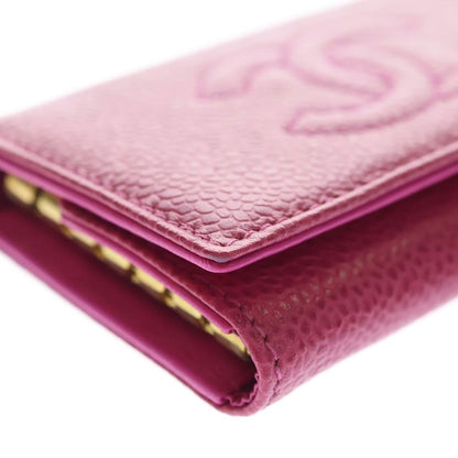 Chanel CC Logo Caviar Leather Key Case Pink Key Holder — view 6
