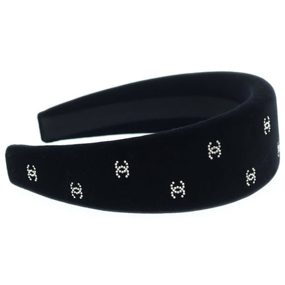 Chanel Velvet Strass Rhinestone Headband Black — view 3