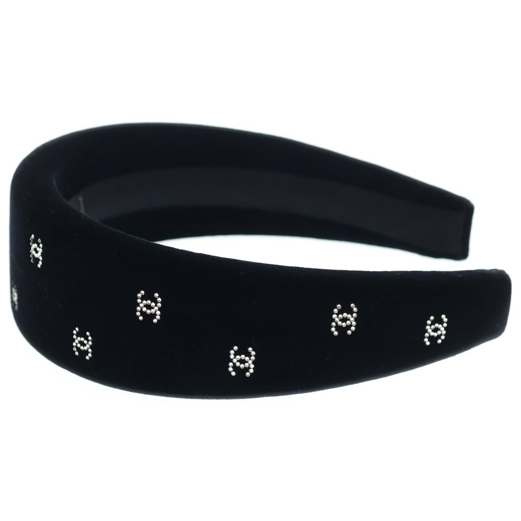 Chanel Velvet Strass Rhinestone Headband Black — view 4
