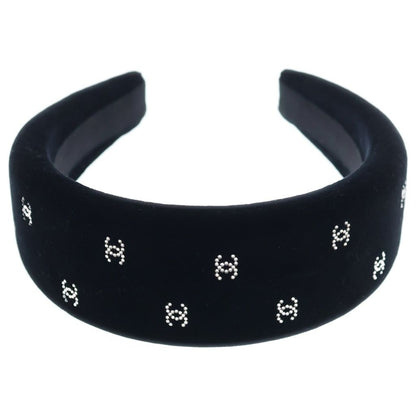 Chanel Velvet Strass Rhinestone Headband Black