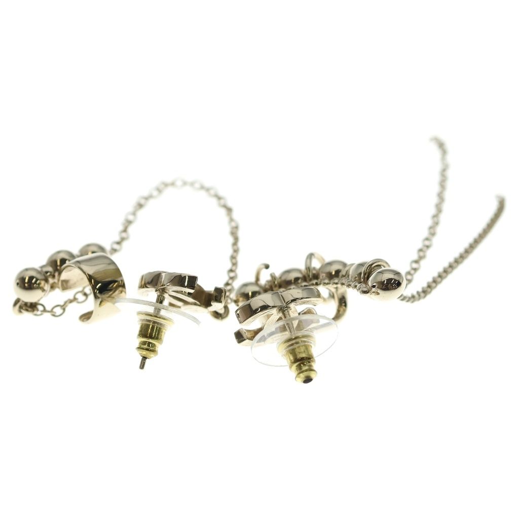 Chanel CC Logo Rhinestone Earrings Gold — view 2