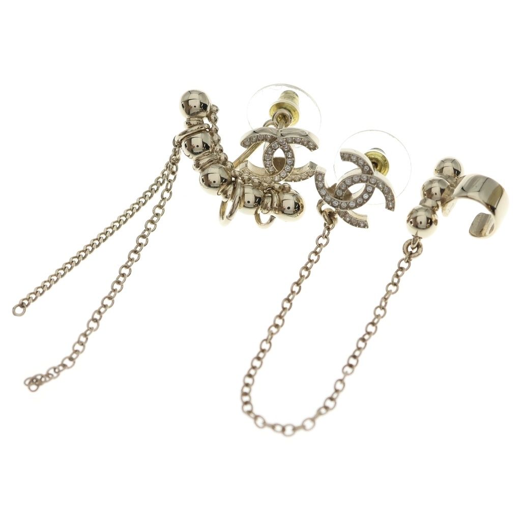 Chanel CC Logo Rhinestone Earrings Gold