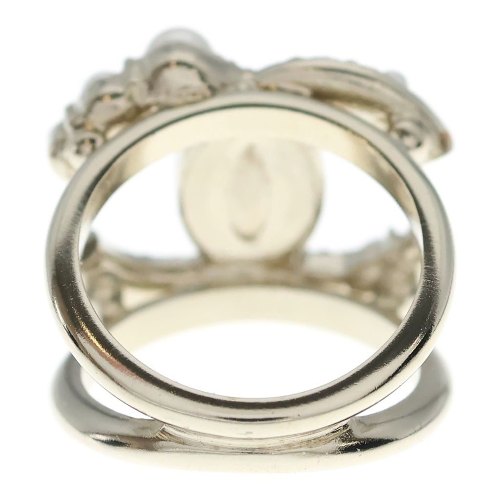 Chanel CC Logo Pearl Rhinestone Ring Gold — view 2