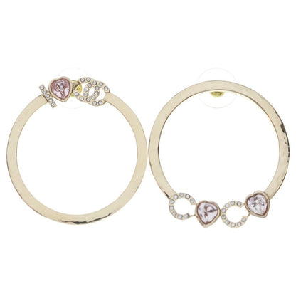Chanel Hoop Earrings CC Logo Rhinestone Gold