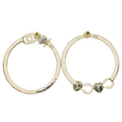 Chanel Hoop Earrings CC Logo Rhinestone Gold — view 2