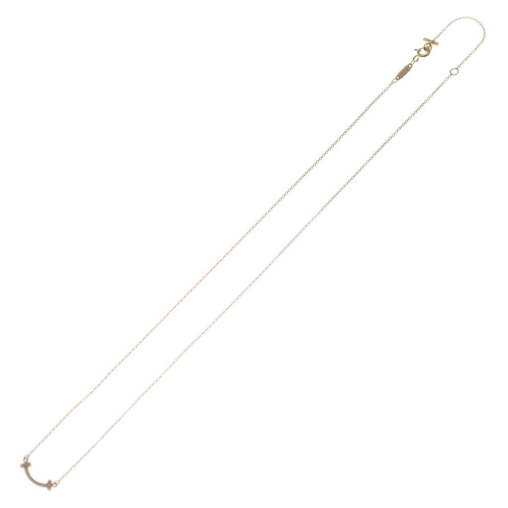 Tiffany & Co T Smile Mini Diamond Pendant Chain Pink Gold — view 2