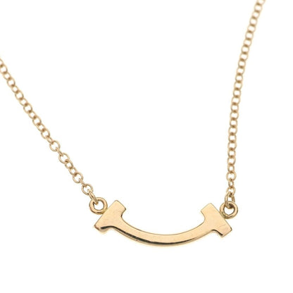 Tiffany & Co T Smile Mini Diamond Pendant Chain Pink Gold — view 5