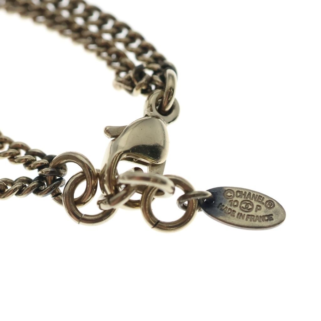 Chanel CC Logo Rhinestone Bracelet Gold — view 5
