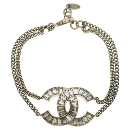 Chanel CC Logo Rhinestone Bracelet Gold