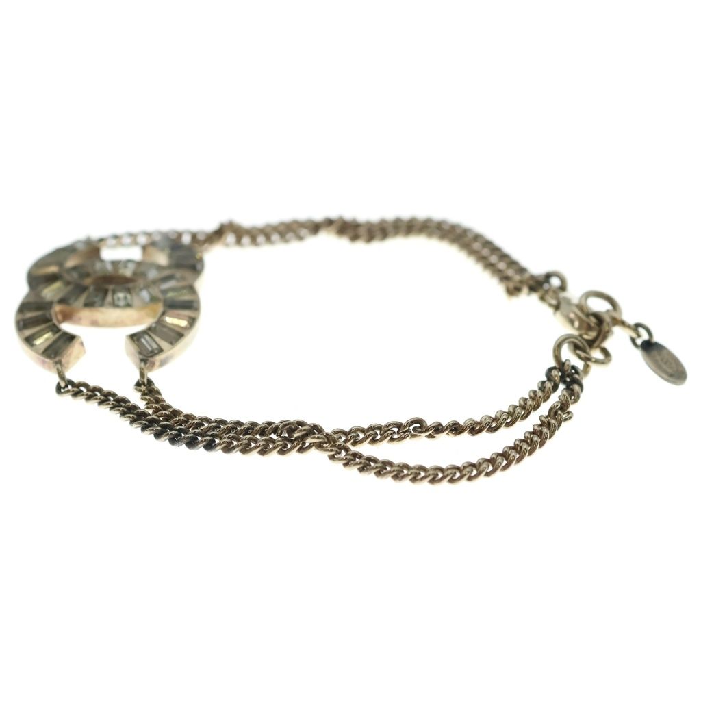 Chanel CC Logo Rhinestone Bracelet Gold — view 4