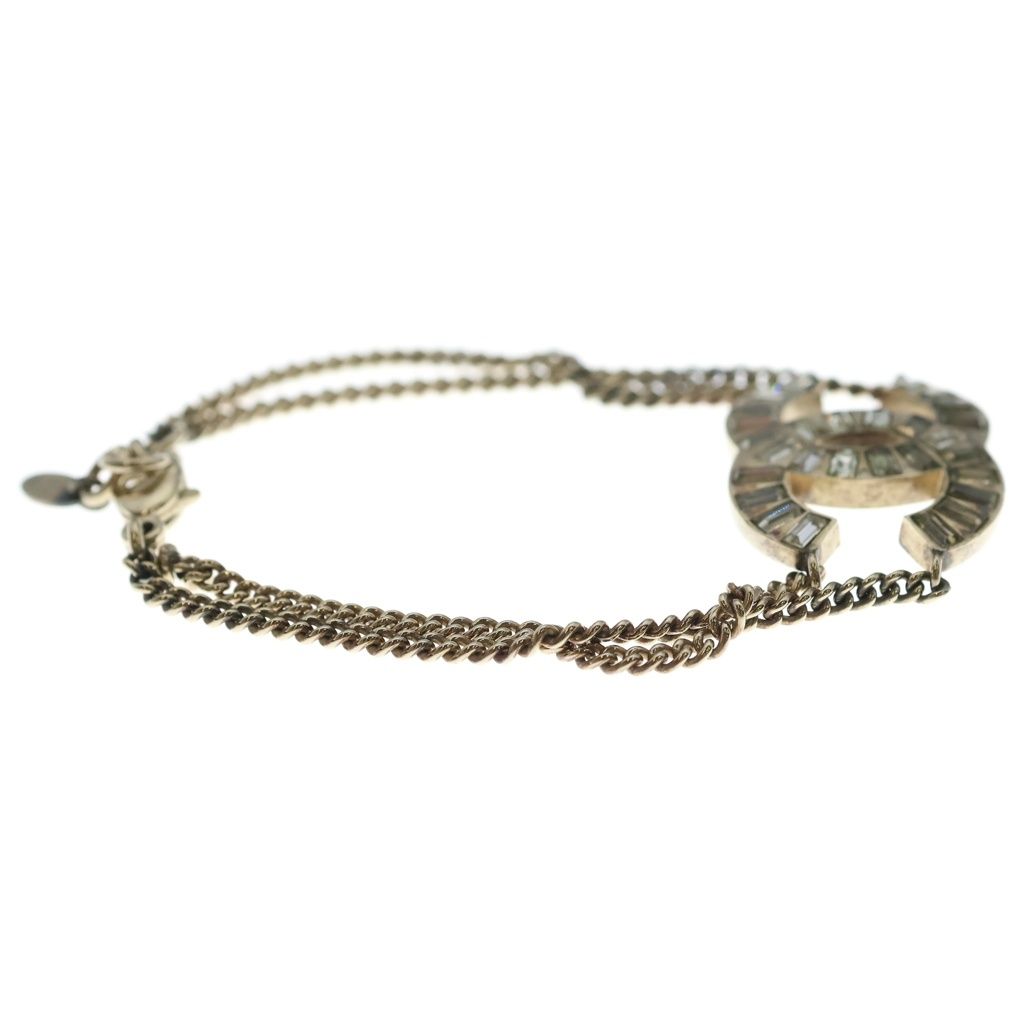 Chanel CC Logo Rhinestone Bracelet Gold — view 3