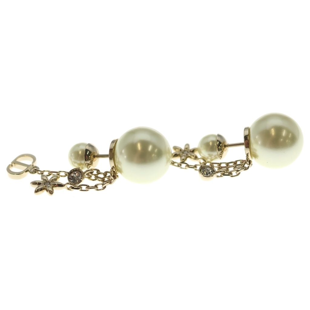 Dior Tribal CD Logo Pearl Drop Earrings Gold — view 3