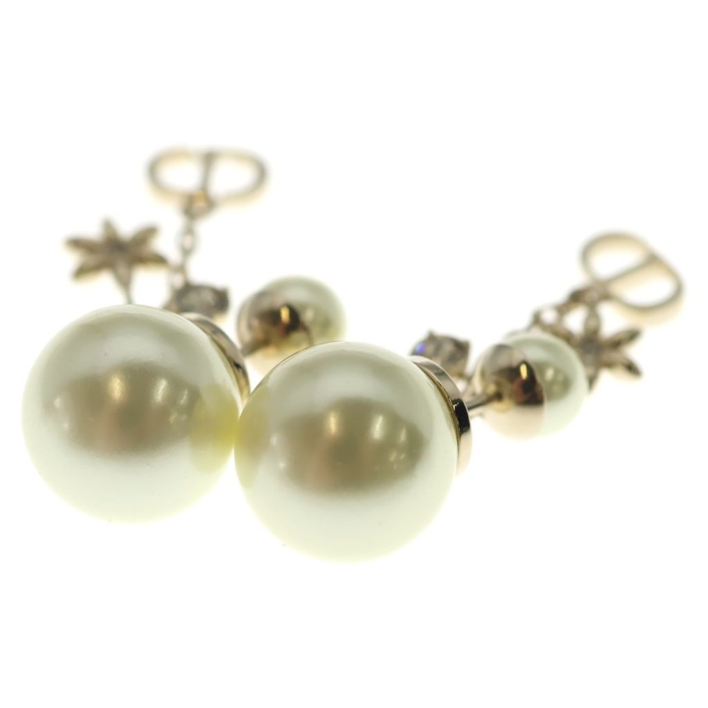 Dior Tribal CD Logo Pearl Drop Earrings Gold — view 2