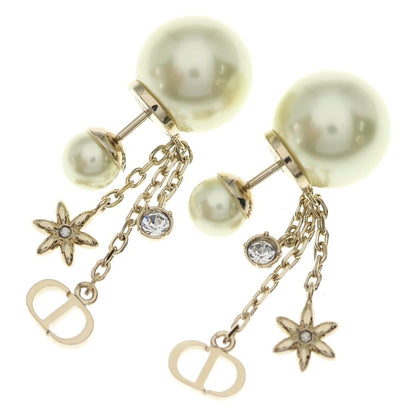 Dior Tribal CD Logo Pearl Drop Earrings Gold