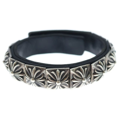 Chrome Hearts Zero Stud Sngl Row Pyramid Studs Single Leather Bracelet Silver — view 4