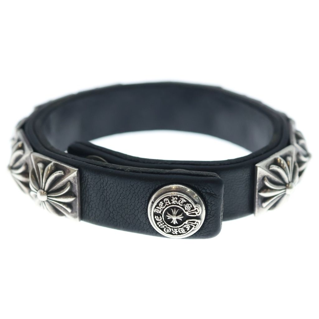 Chrome Hearts Zero Stud Sngl Row Pyramid Studs Single Leather Bracelet Silver — view 2