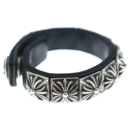 Chrome Hearts Zero Stud Sngl Row Pyramid Studs Single Leather Bracelet Silver — view 3