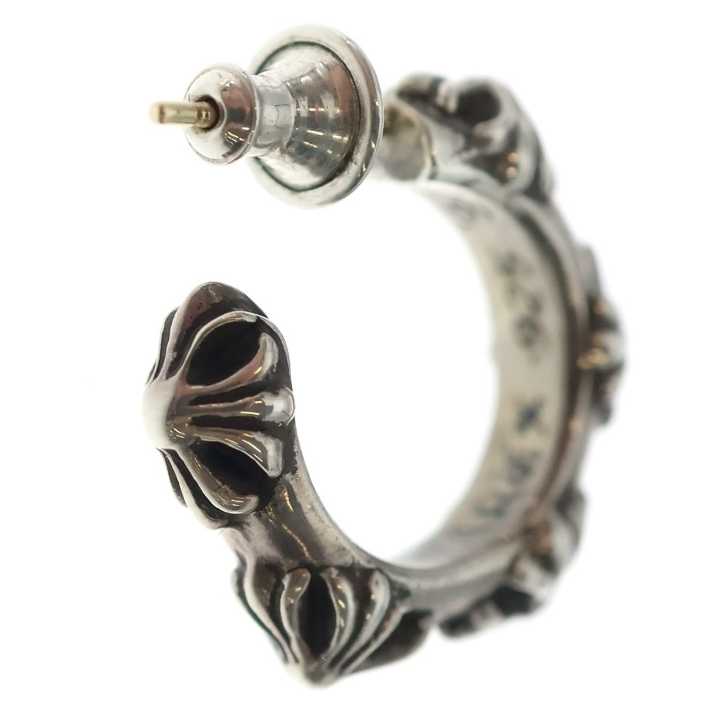 Chrome Hearts Hoop Cross Band Earrings Silver — view 2