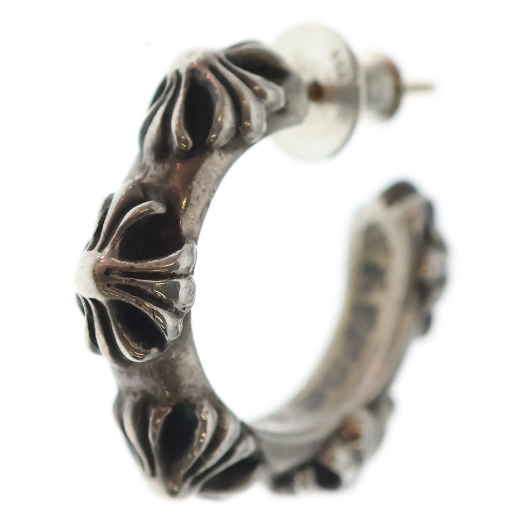 Chrome Hearts Hoop Cross Band Earrings Silver
