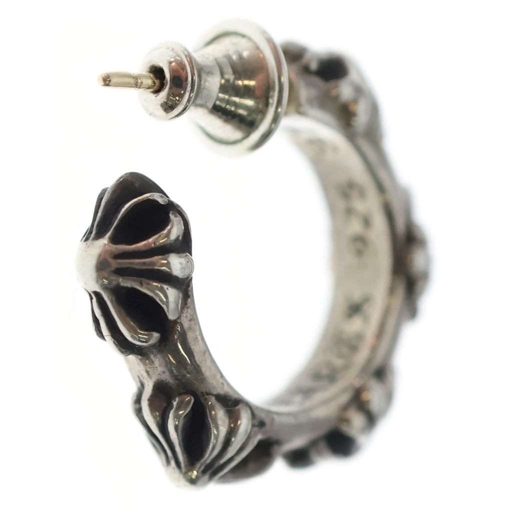 Chrome Hearts Hoop Cross Band Earrings Silver — view 2