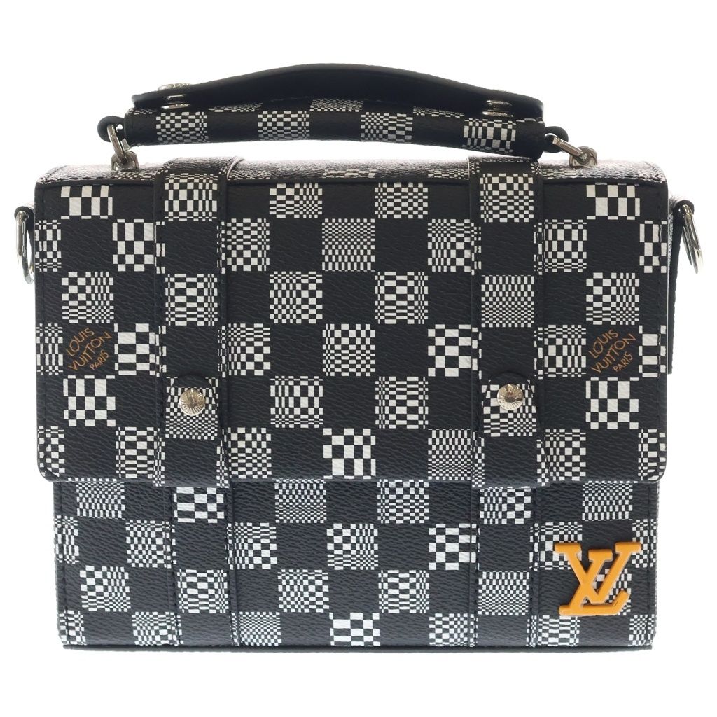 Louis Vuitton Flap Soft Trunk 2-Way Messenger Shoulder Bag Black White