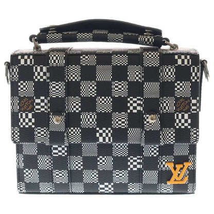 Louis Vuitton Flap Soft Trunk 2-Way Messenger Shoulder Bag Black White