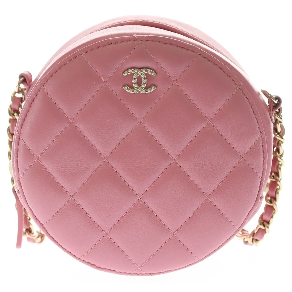 Chanel Chain Shoulder Bag Quilted CC Logo Round Cocoball Lambskin