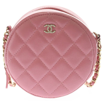 Chanel Chain Shoulder Bag Quilted CC Logo Round Cocoball Lambskin