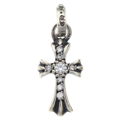 Chrome Hearts Crs Baby Fat P Dmnd Fat Cross Pave Diamond Pendant Silver