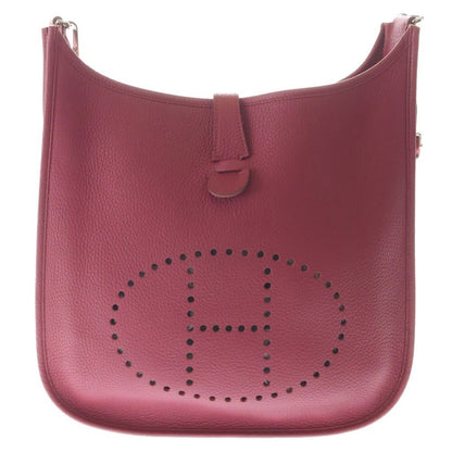 Hermes Evelyne 3 PM Rouge Ash Taurillon Clemence Leather Shoulder Bag Silver