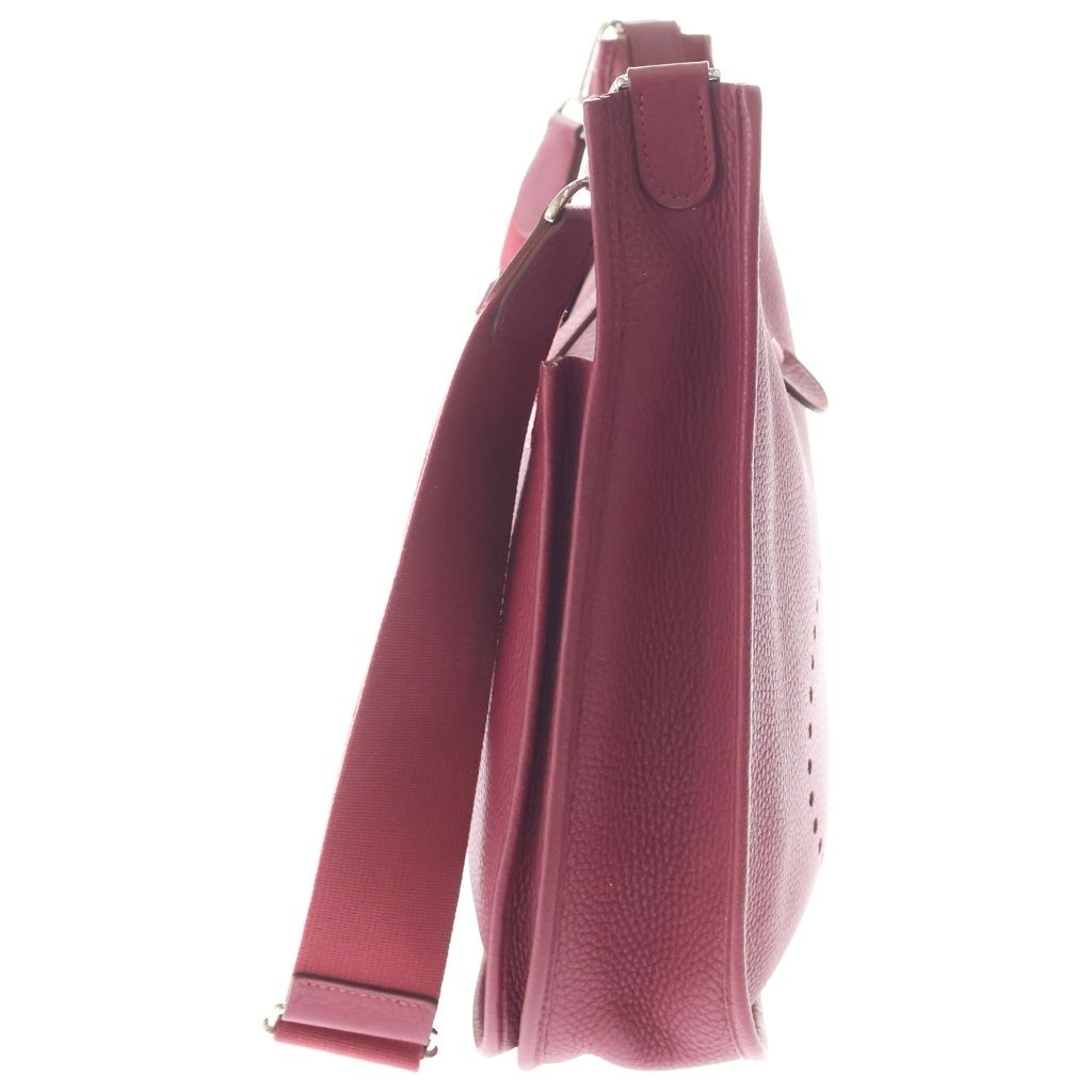 Hermes Evelyne 3 PM Rouge Ash Taurillon Clemence Leather Shoulder Bag Silver — view 3