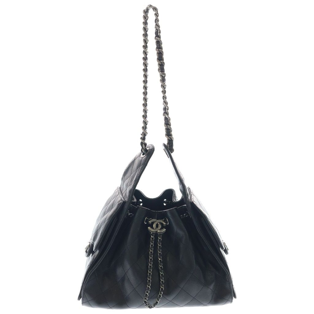 Chanel 25 Small Caviar Leather Chain Shoulder Bag Black