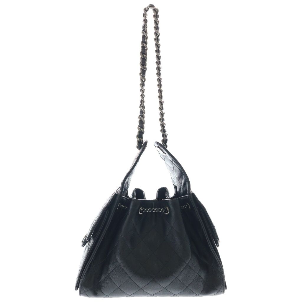 Chanel 25 Small Caviar Leather Chain Shoulder Bag Black — view 2