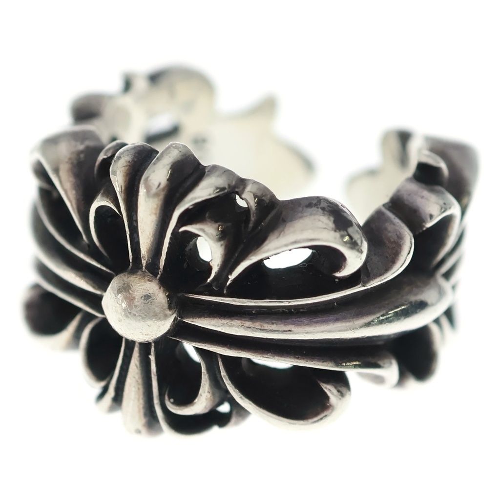 Chrome Hearts Dbl Flrl Crs Double Floral Cross Ring Silver