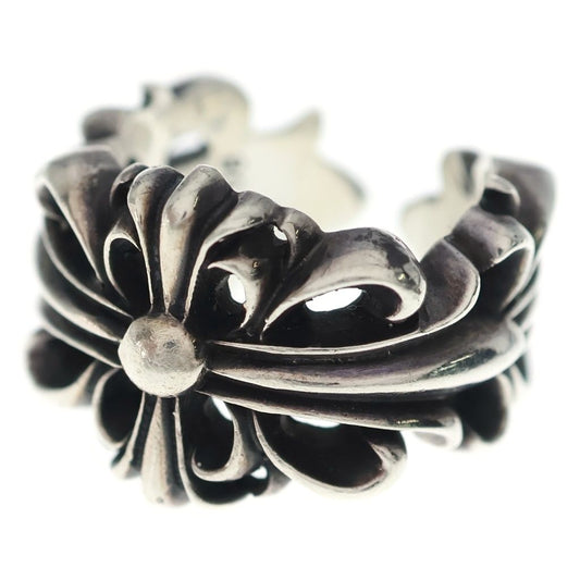 Chrome Hearts Dbl Flrl Crs Double Floral Cross Ring Silver