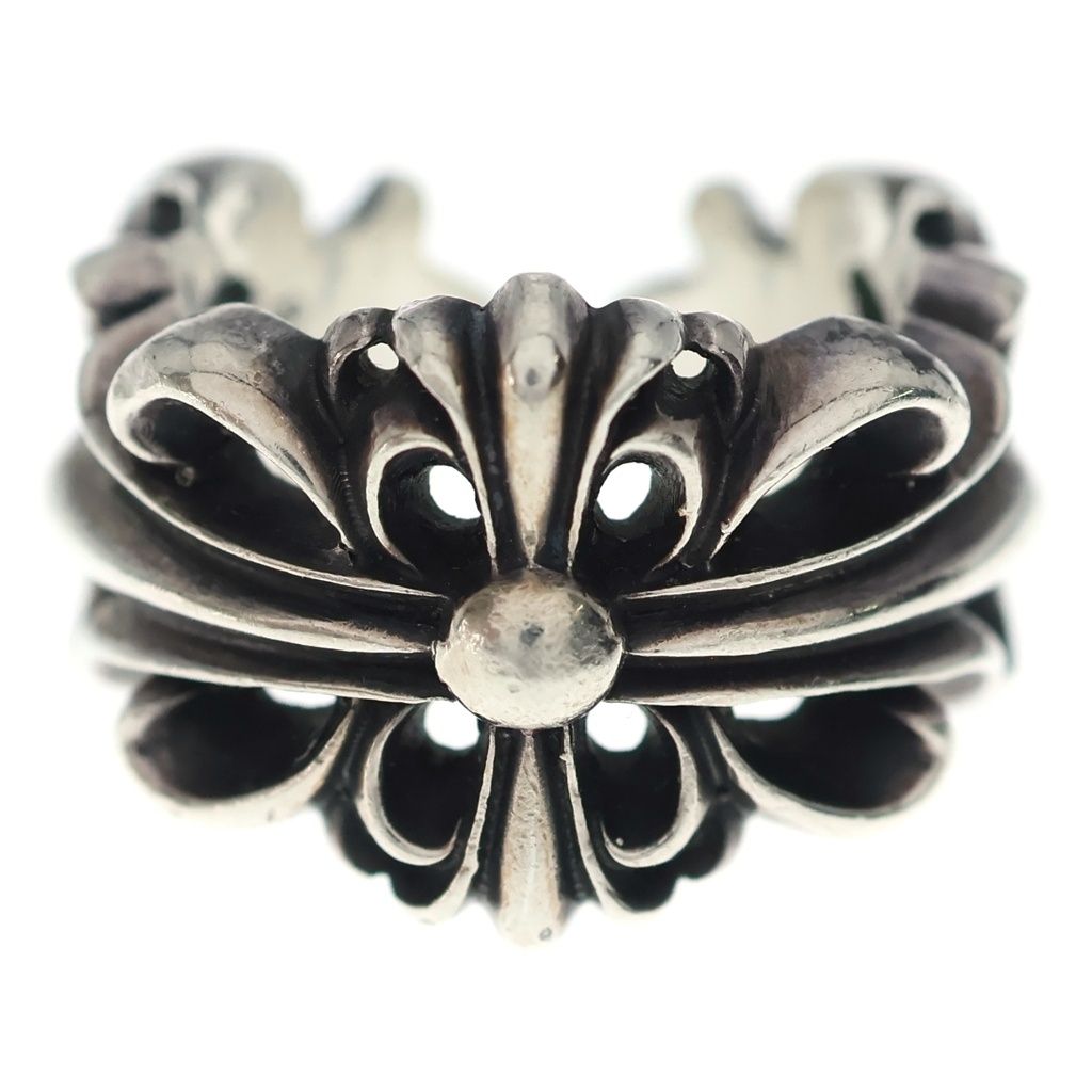 Chrome Hearts Dbl Flrl Crs Double Floral Cross Ring Silver — view 4